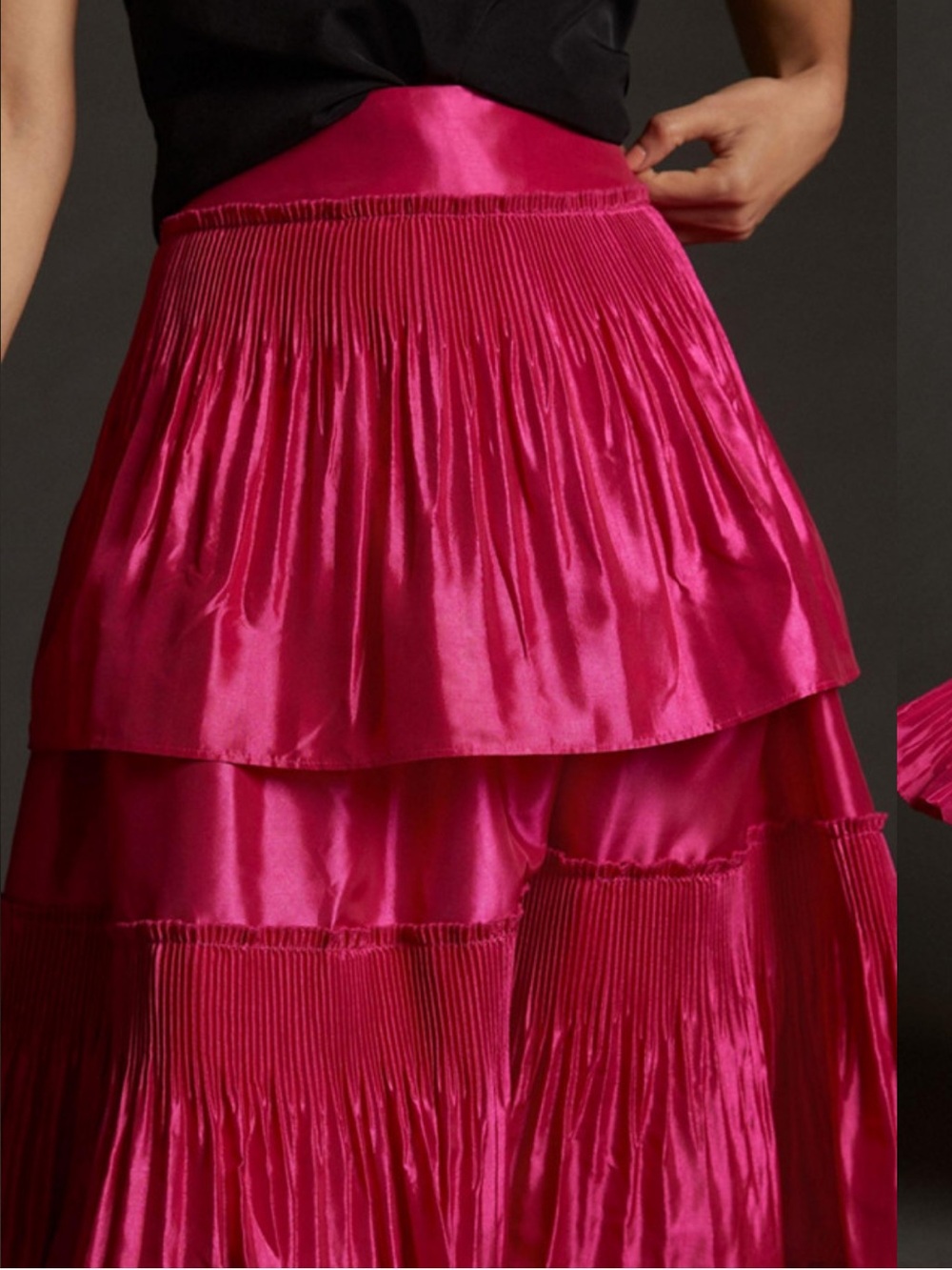 NWT Anthropologie size XL tiered pintucked maxi skirt in pink - Picture 3 of 10